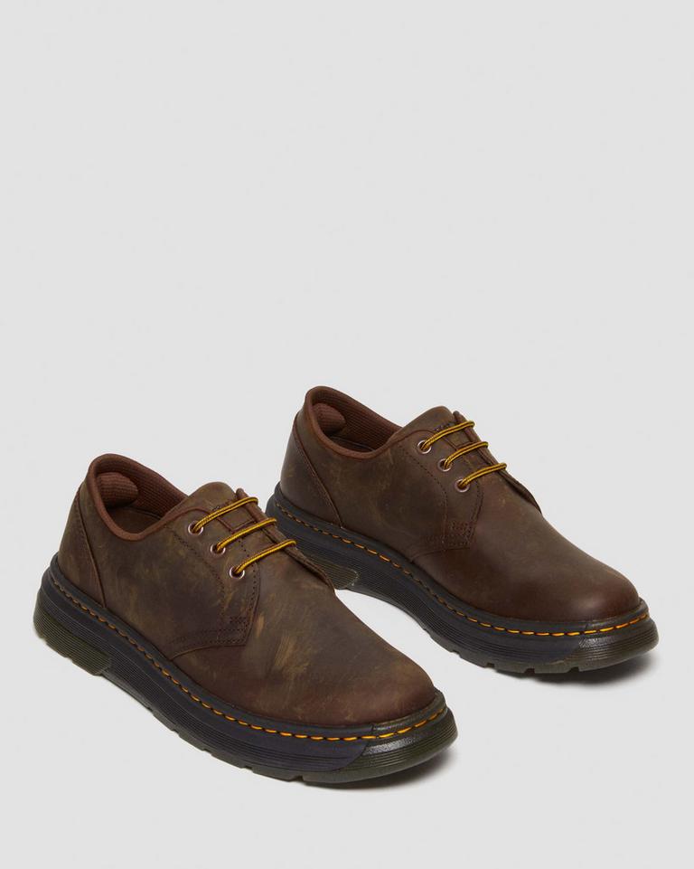 Dr Martens Crewson Lo Crazy Horse Leather Fritidssko Dame Mørke Brune | 18274-WZAP