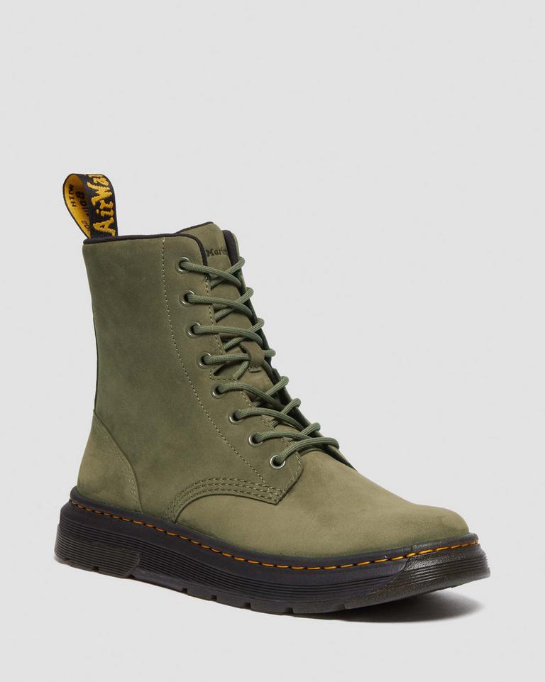 Dr Martens Crewson Nubuck Leather Everyday Fritidsstøvler Dame Olivengrønne | 69281-TKXS