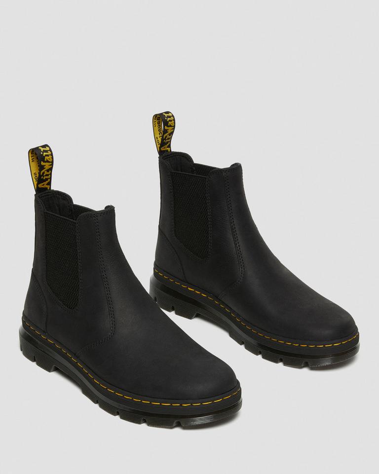 Dr Martens Embury Leather Casual Chelsea Støvler Dame Svarte | 36704-LSZR