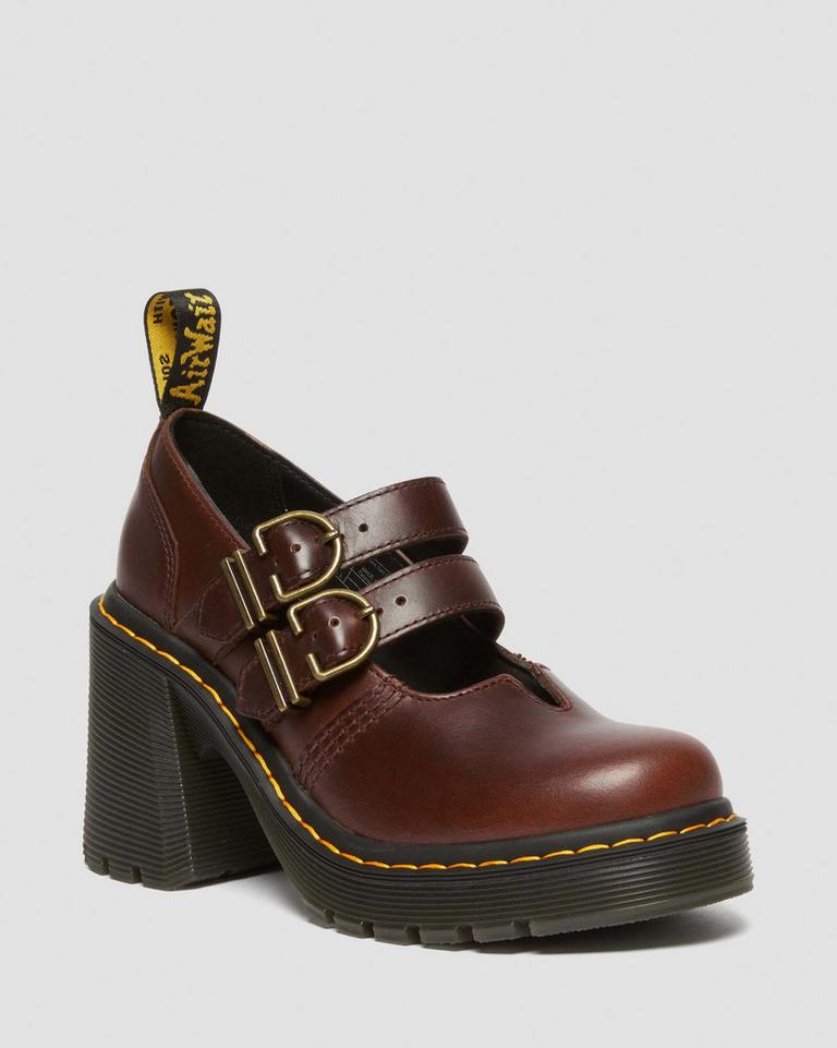 Dr Martens Eviee Leather Mary Jane Sko Dame Mørke Brune | 65079-WTJN