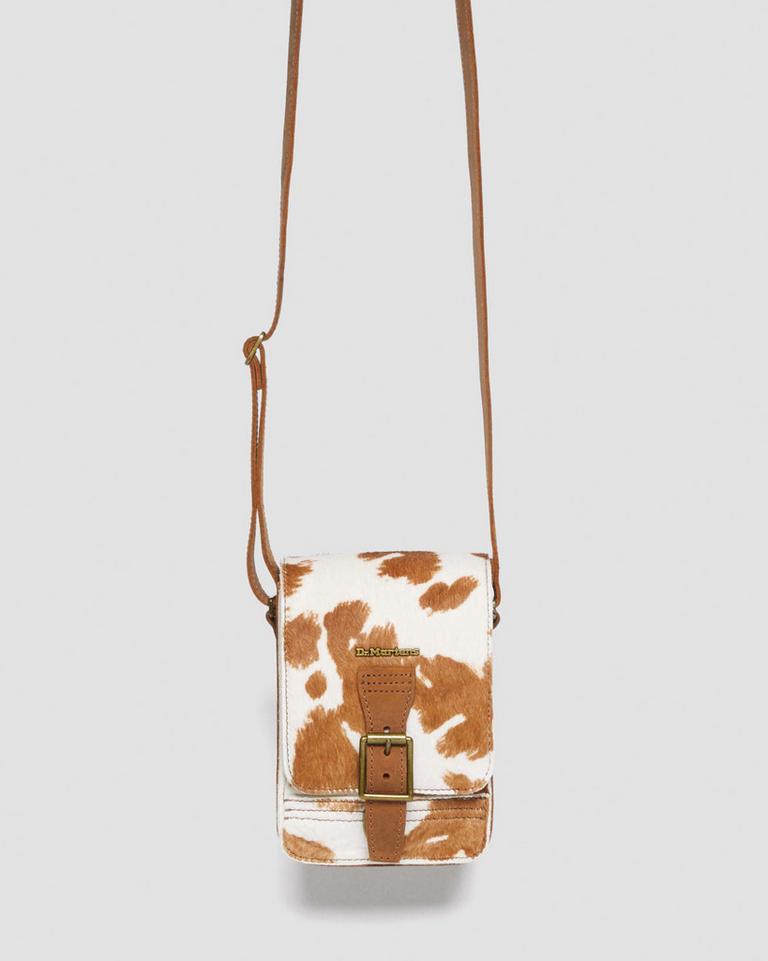 Dr Martens Hair-On Cow Print Vertical Crossbody Veske Brune | 58201-DYLT