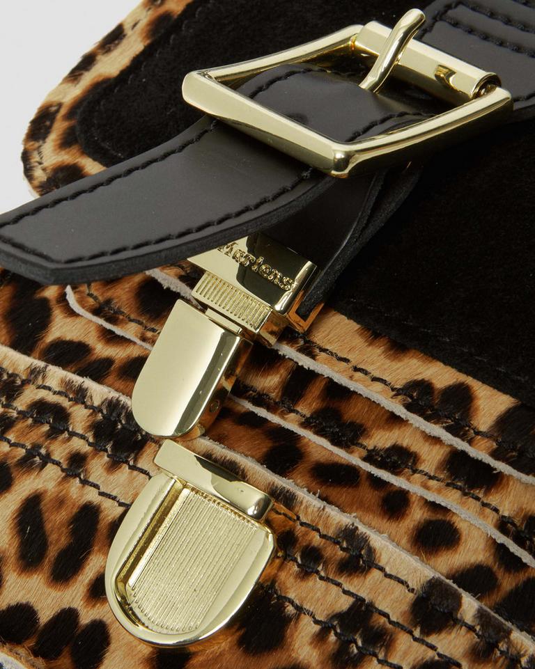 Dr Martens Hair-On Leopard Print Vertical Crossbody Veske Svarte | 38657-JNZK