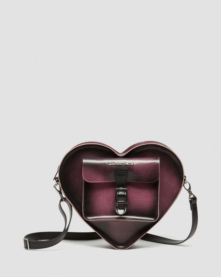 Dr Martens Heart Shaped Distressed Leather Ryggsekker Svarte Rosa | 16274-HJBD