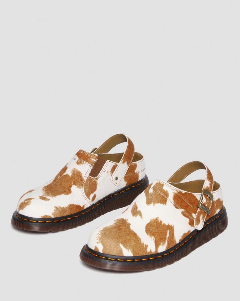 Dr Martens Isham Hair-On Cow Print Slingback Mules Dame Brune | 40715-TPWN