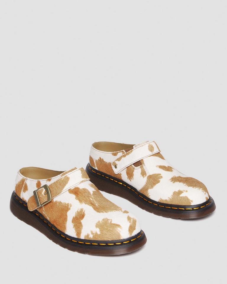 Dr Martens Isham Hair-On Cow Print Slingback Mules Dame Brune | 40715-TPWN