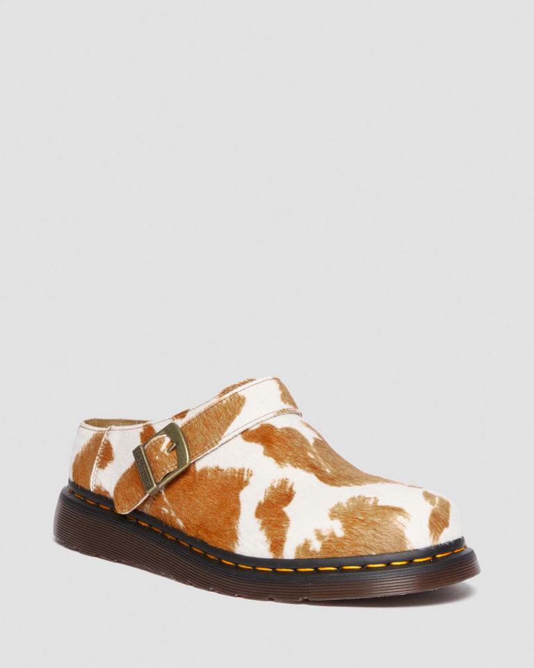 Dr Martens Isham Hair-On Cow Print Slingback Mules Dame Brune | 40715-TPWN