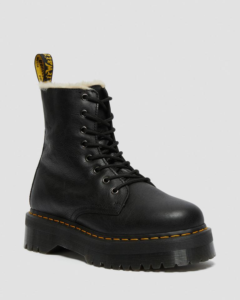 Dr Martens Jadon Boot Leather Faux Fur Lined Støvletter Herre Svarte | 30276-SHAD