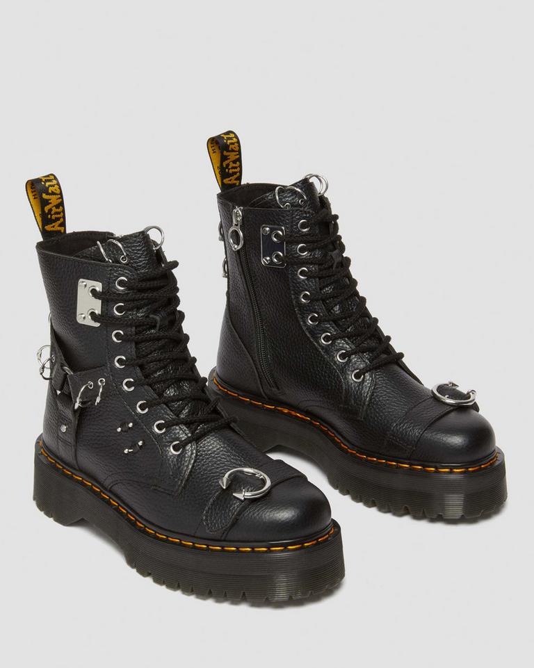 Dr Martens Jadon Boot Piercing Milled Nappa Leather Støvletter Herre Svarte | 35796-KEWF