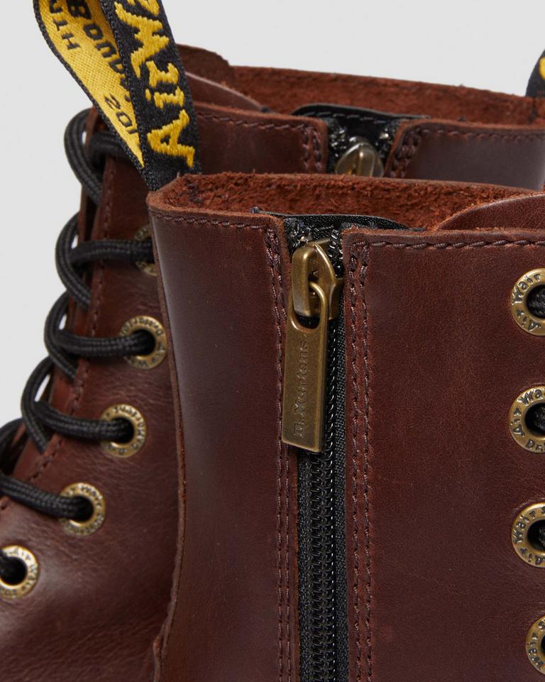 Dr Martens Jadon Boot Pull Up Leather Støvletter Dame Mørke Brune | 15780-QYDU