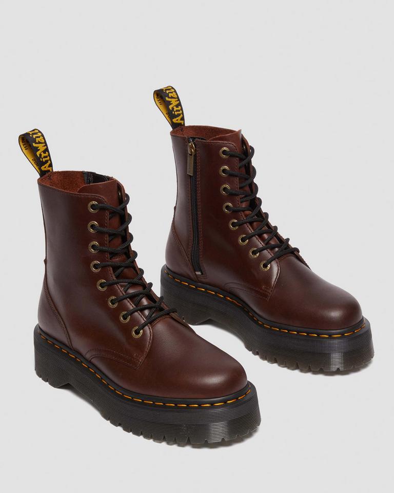 Dr Martens Jadon Boot Pull Up Leather Støvletter Dame Mørke Brune | 15780-QYDU