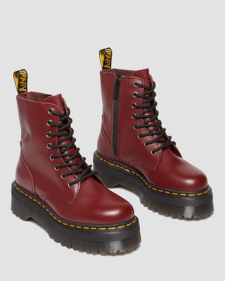 Dr Martens Jadon Boot Smooth Leather Støvletter Dame Rød | 05628-KOBP