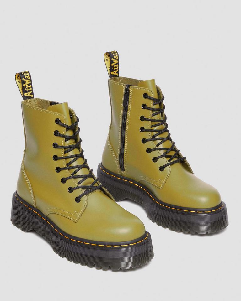 Dr Martens Jadon Boot Smooth Leather Støvletter Herre Olivengrønne | 84219-TLOI