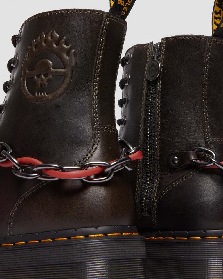 Dr Martens Jadon Boot WB Mad Max Leather Støvletter Dame Mørke Grå Brune | 20194-XVLO