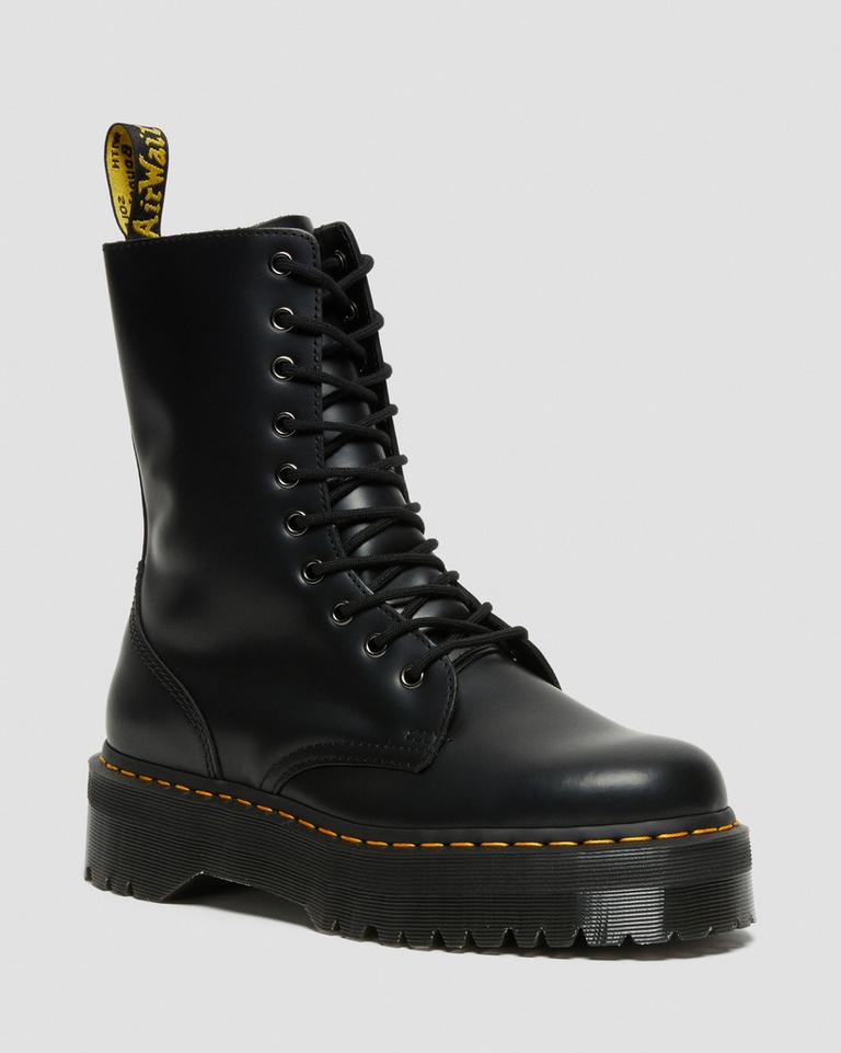 Dr Martens Jadon Hi Boot Smooth Leather Platform Støvler Herre Svarte | 53241-LIDV