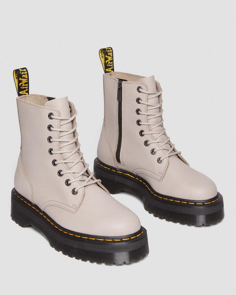 Dr Martens Jadon III Boot Pisa Leather Støvletter Dame Grå Brune | 41953-XEZU