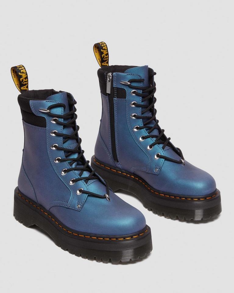 Dr Martens Jadon II Boot Hardware Pull Up Leather Støvletter Dame Dyp Blå | 23687-OHXT