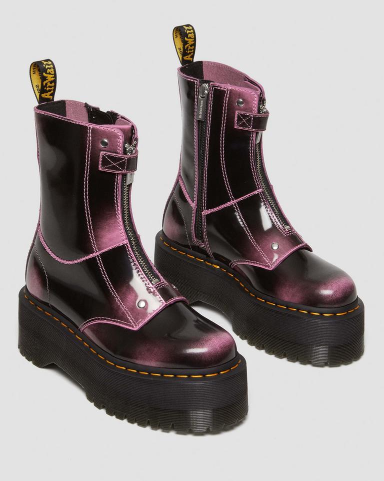 Dr Martens Jetta Hi Max Distressed Leather Platform Støvler Dame Rosa | 53768-TSCN