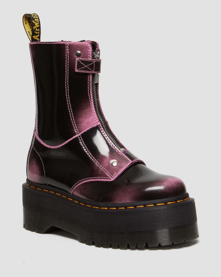 Dr Martens Jetta Hi Max Distressed Leather Platform Støvler Dame Rosa | 53768-TSCN