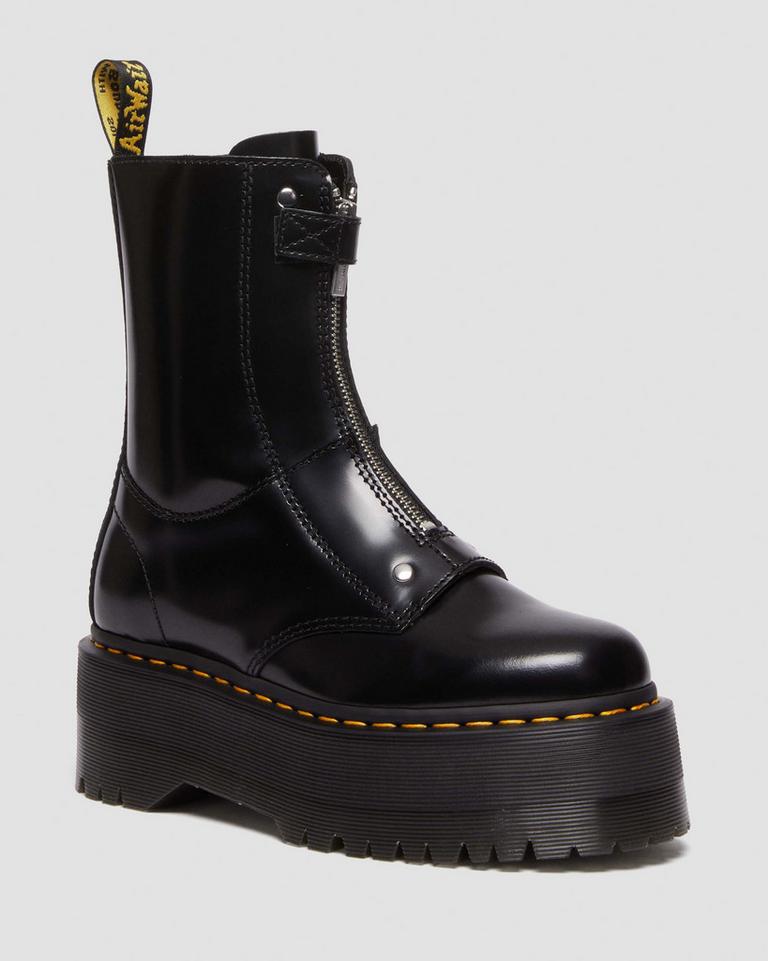 Dr Martens Jetta Hi Max Leather Platform Støvler Dame Svarte | 62819-CRYI