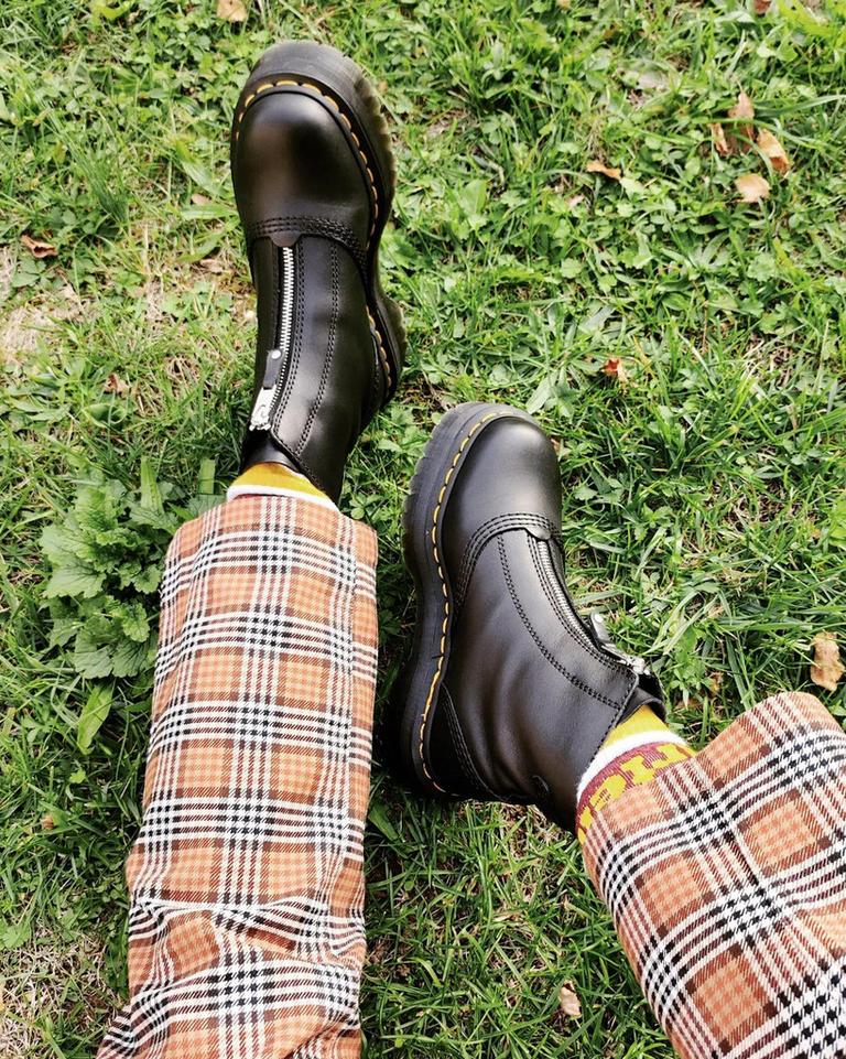 Dr Martens Jetta Zipped Sendal Leather Platform Støvler Dame Svarte | 84697-IKOD