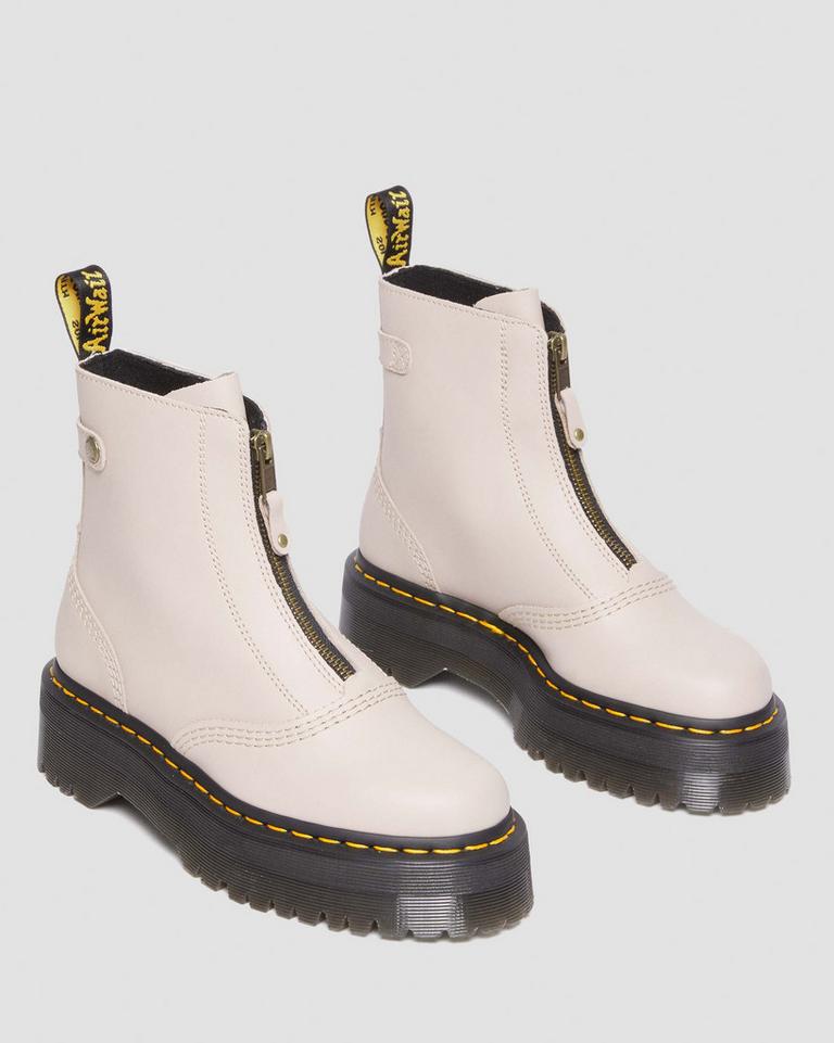 Dr Martens Jetta Zipped Sendal Leather Platform Støvler Dame Grå Brune | 06324-WKPX