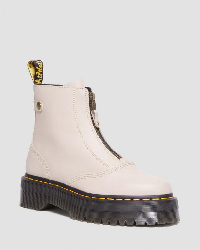 Dr Martens Jetta Zipped Sendal Leather Platform Støvler Dame Grå Brune | 06324-WKPX