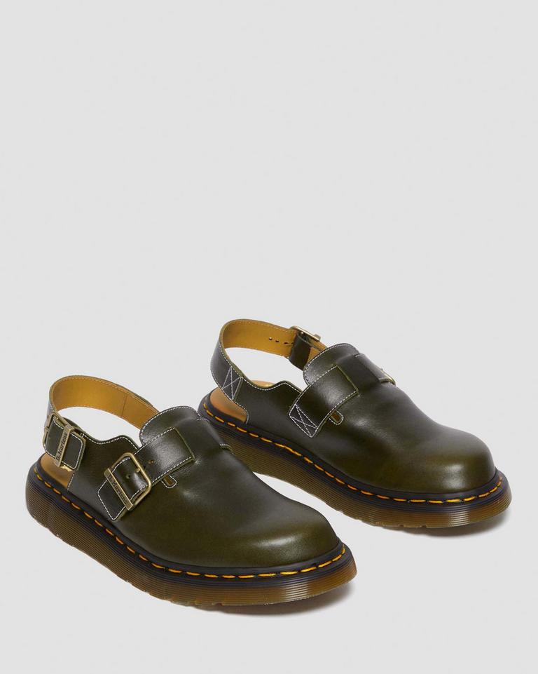 Dr Martens Jorge Made in England Classic Leather Slingback Mules Herre Mørke Grønn | 64832-FLAH