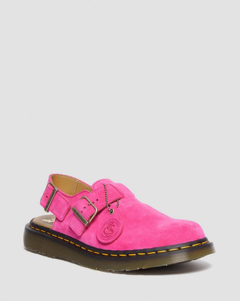 Dr Martens Jorge Made in England Suede Slingback Mules Herre Rosa | 64018-OSAF