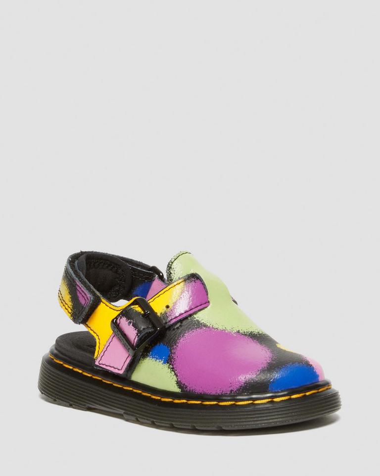 Dr Martens Jorgie Haze Hydro Leather Slingback Mules Barn Svarte | 24053-DEAL