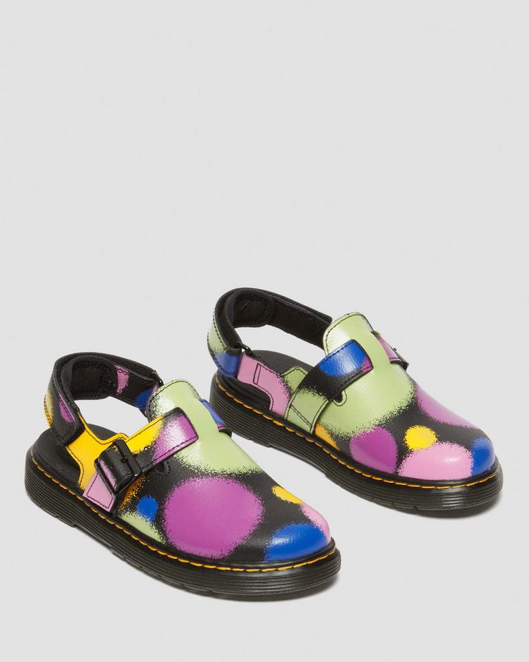 Dr Martens Jorgie Haze Hydro Leather Slingback Mules Barn Svarte | 08639-ZQDO