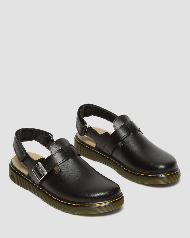 Dr Martens Jorgie Leather Slingback Mules Barn Svarte | 40128-KEFY