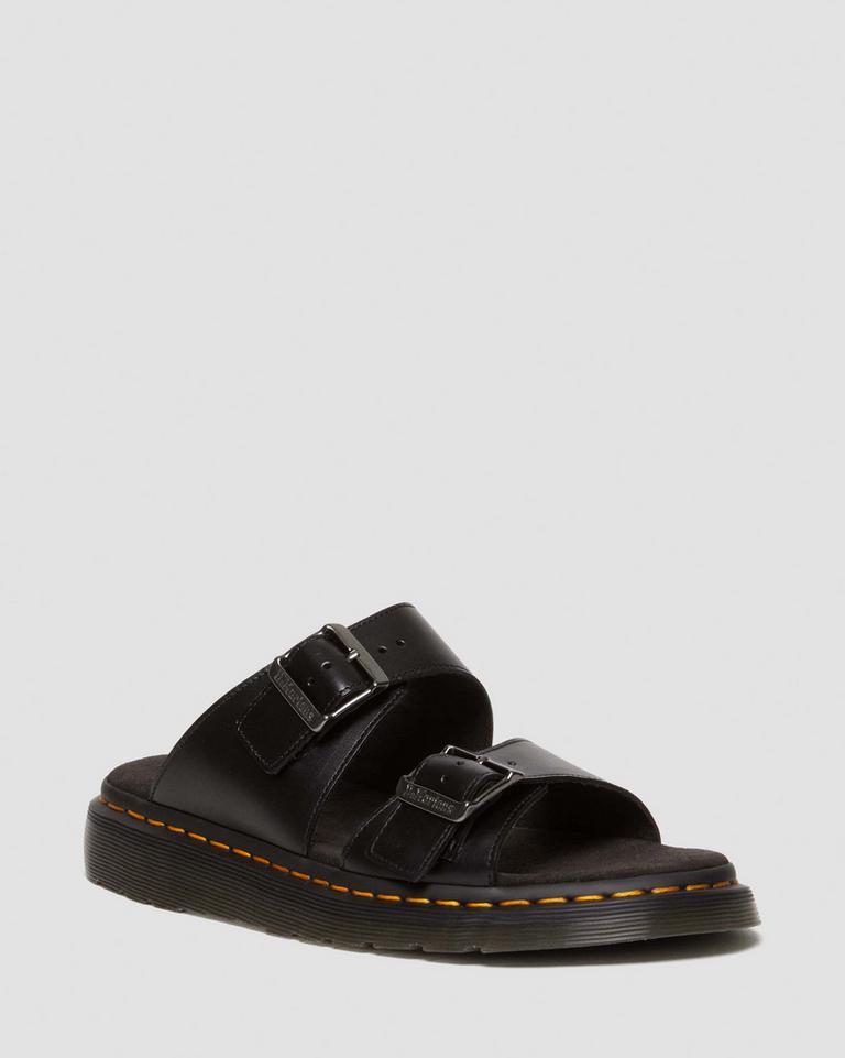 Dr Martens Josef Analine Leather Buckle Sandaler Herre Svarte | 29064-NXWS