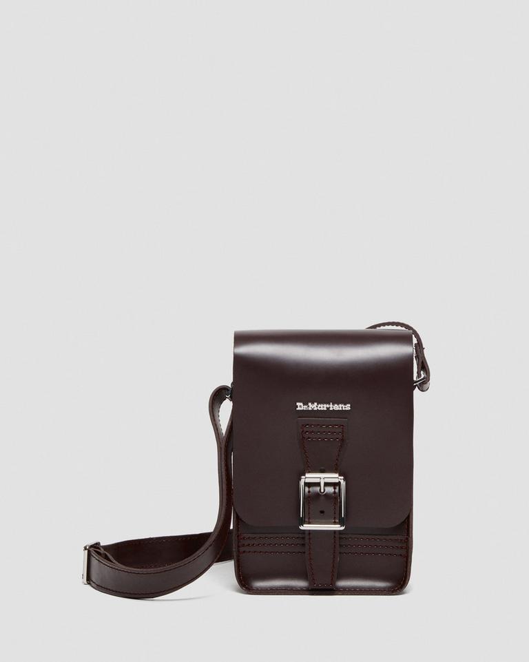 Dr Martens Leather Vertical Crossbody Veske Burgunder | 48120-GOXB