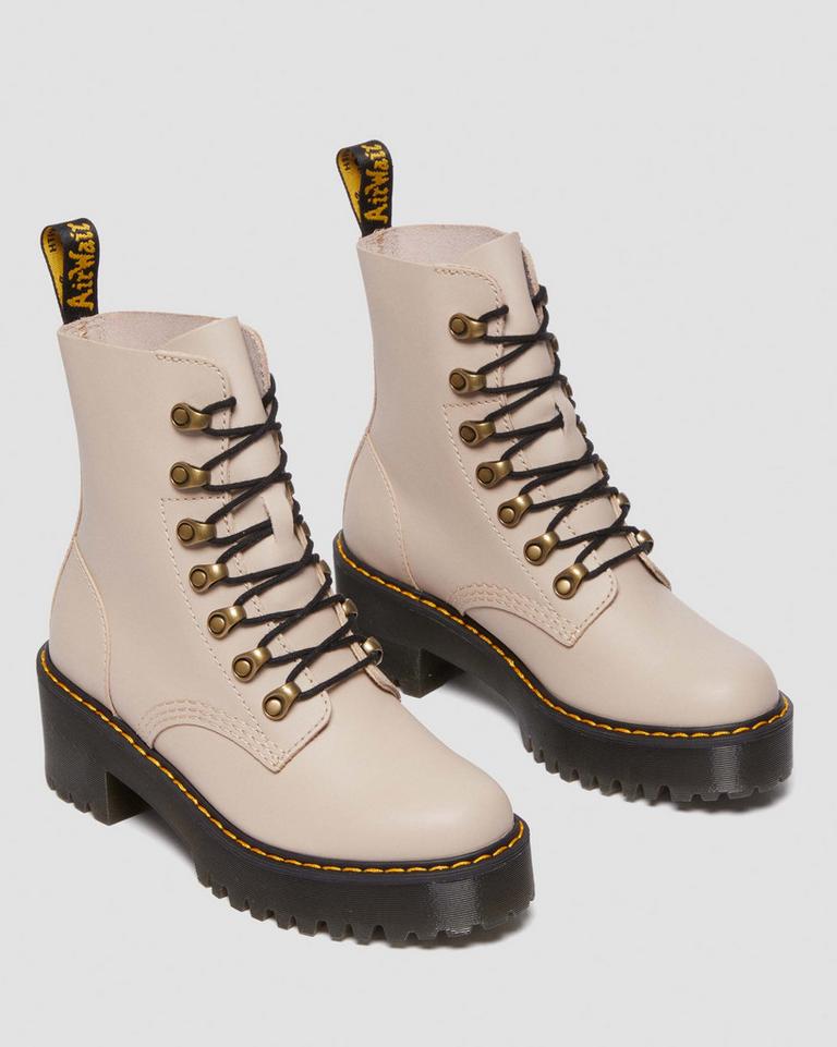 Dr Martens Leona Sendal Leather Chelsea Støvler Dame Grå Brune | 47803-MQJP