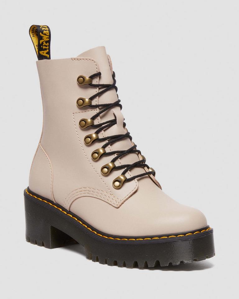 Dr Martens Leona Sendal Leather Chelsea Støvler Dame Grå Brune | 47803-MQJP