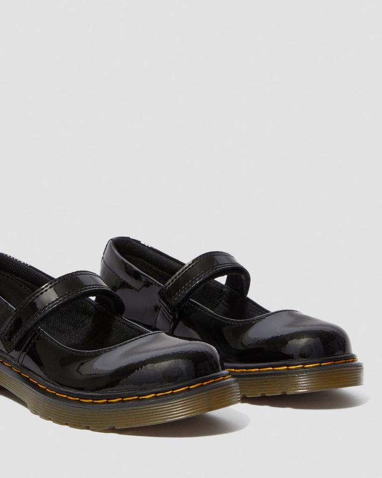 Dr Martens Maccy Patent Leather Mary Jane Sko Barn Svarte | 08534-PMKD