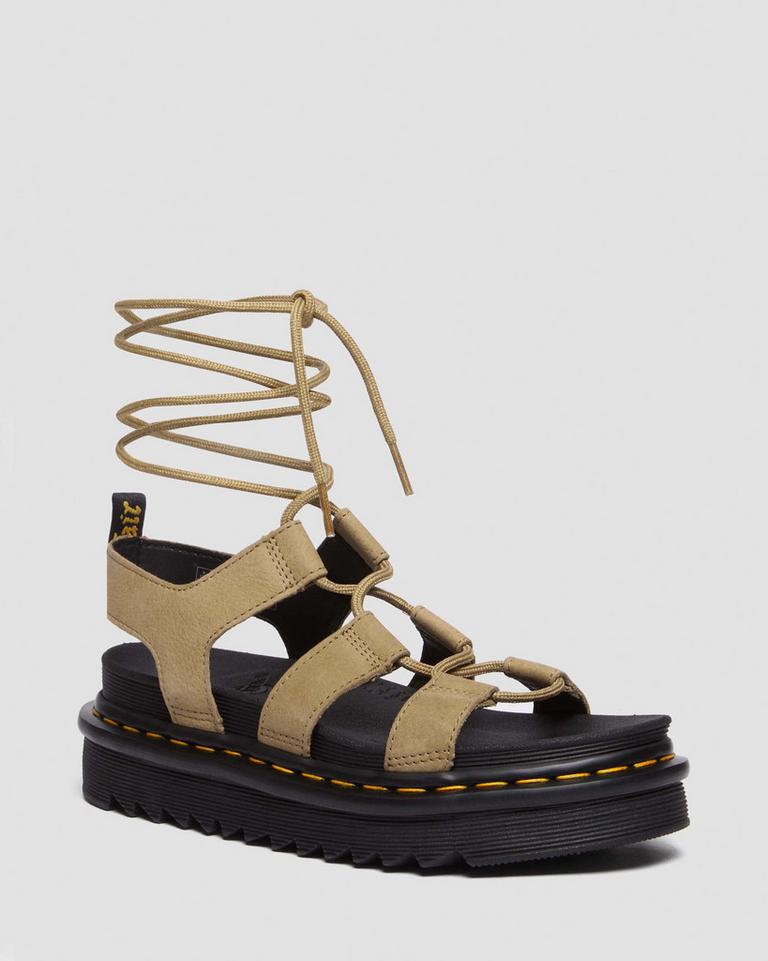 Dr Martens Nartilla Tumbled Nubuck Leather Gladiator Sandaler Dame Brune | 31964-ZQAS