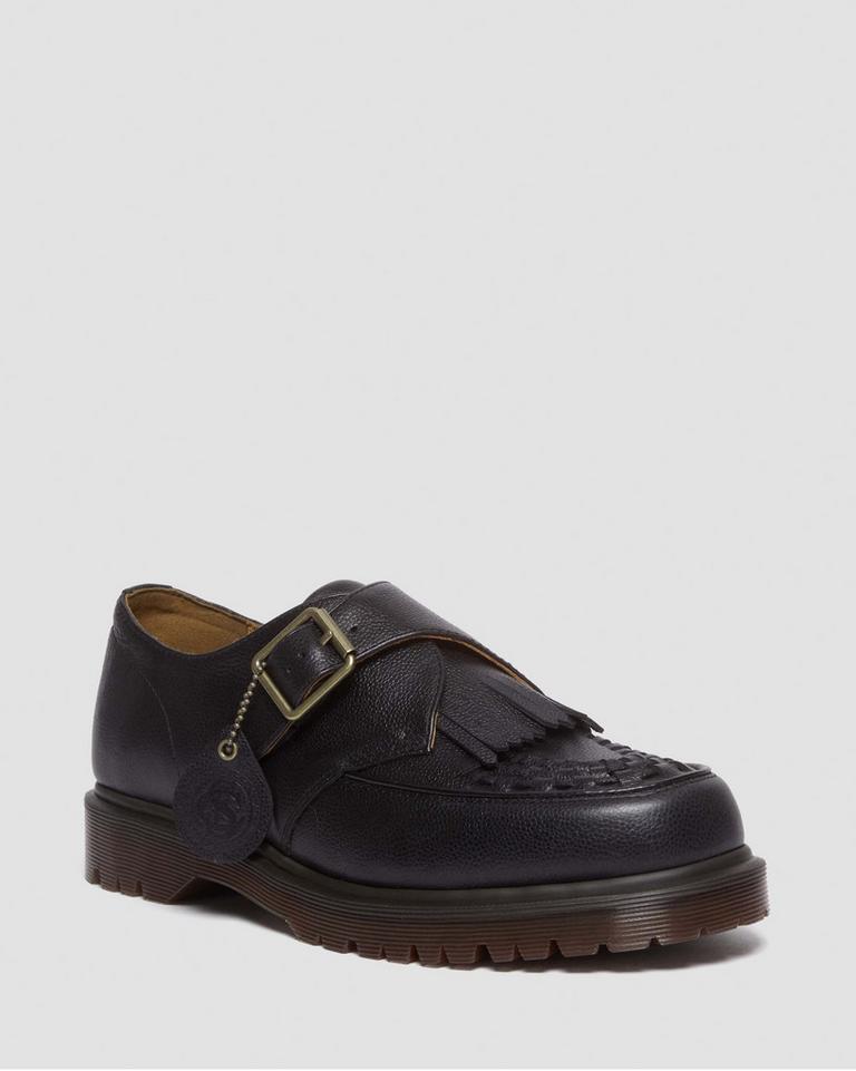 Dr Martens Ramsey Westminster Leather Buckle Platform Sko Dame Svarte | 30487-CHYS