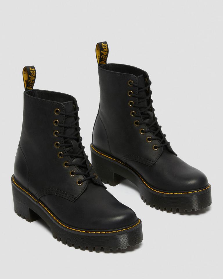 Dr Martens Shriver Hi Wyoming Leather Chelsea Støvler Dame Svarte | 71935-OHEU