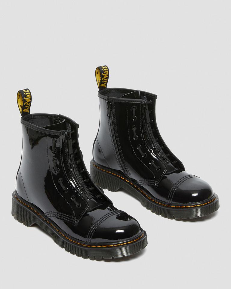 Dr Martens Sinclair Bex Patent Lærstøvler Barn Svarte | 28794-KCBW