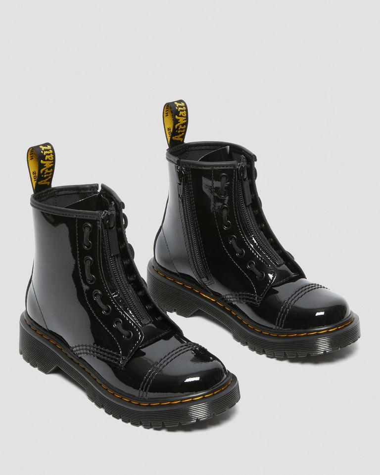 Dr Martens Sinclair Bex Patent Lærstøvler Barn Svarte | 82053-XIBJ