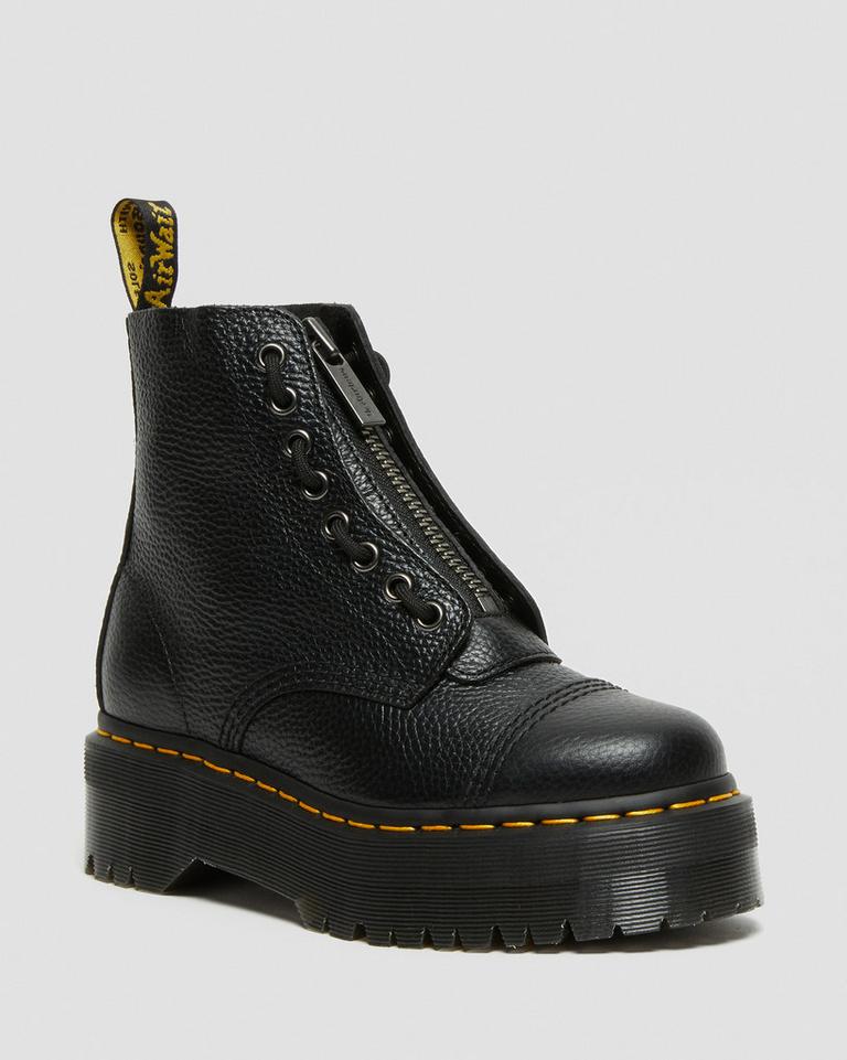 Dr Martens Sinclair Milled Nappa Leather Platform Støvler Dame Svarte | 83257-UGEB