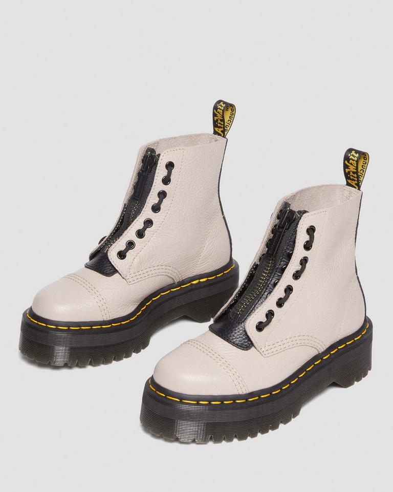 Dr Martens Sinclair Milled Nappa Leather Platform Støvler Dame Grå Brune | 70695-TAJK