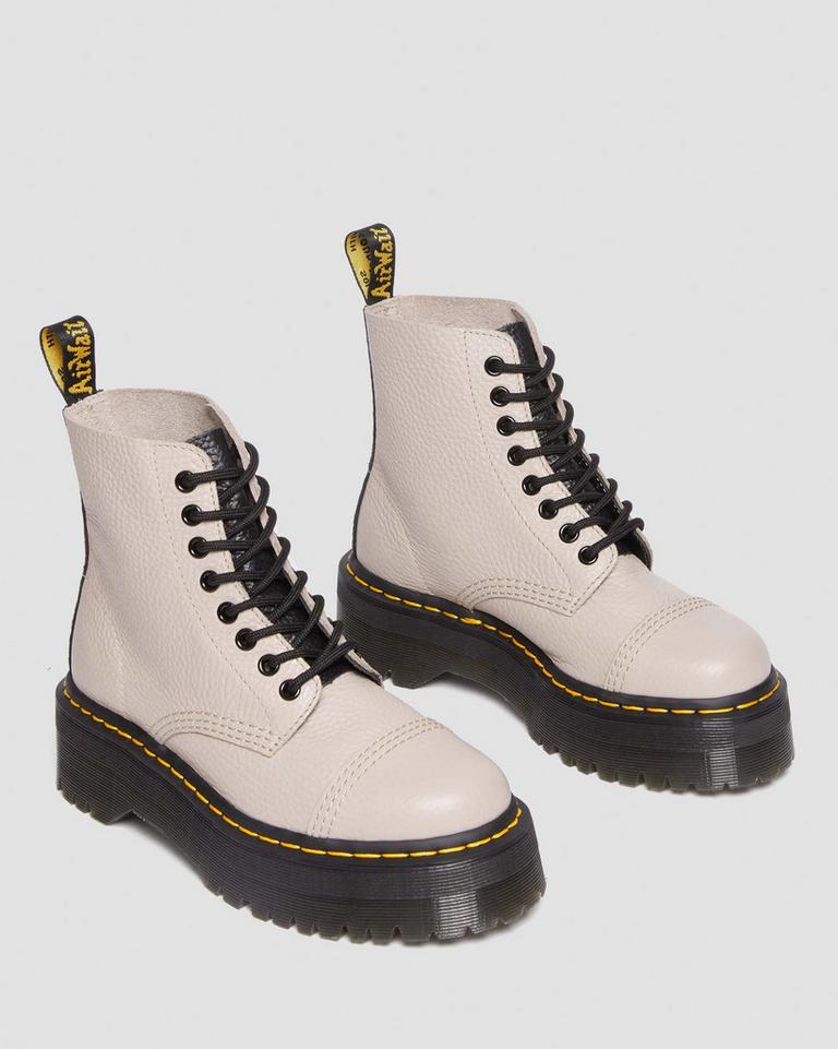 Dr Martens Sinclair Milled Nappa Leather Platform Støvler Dame Grå Brune | 70695-TAJK