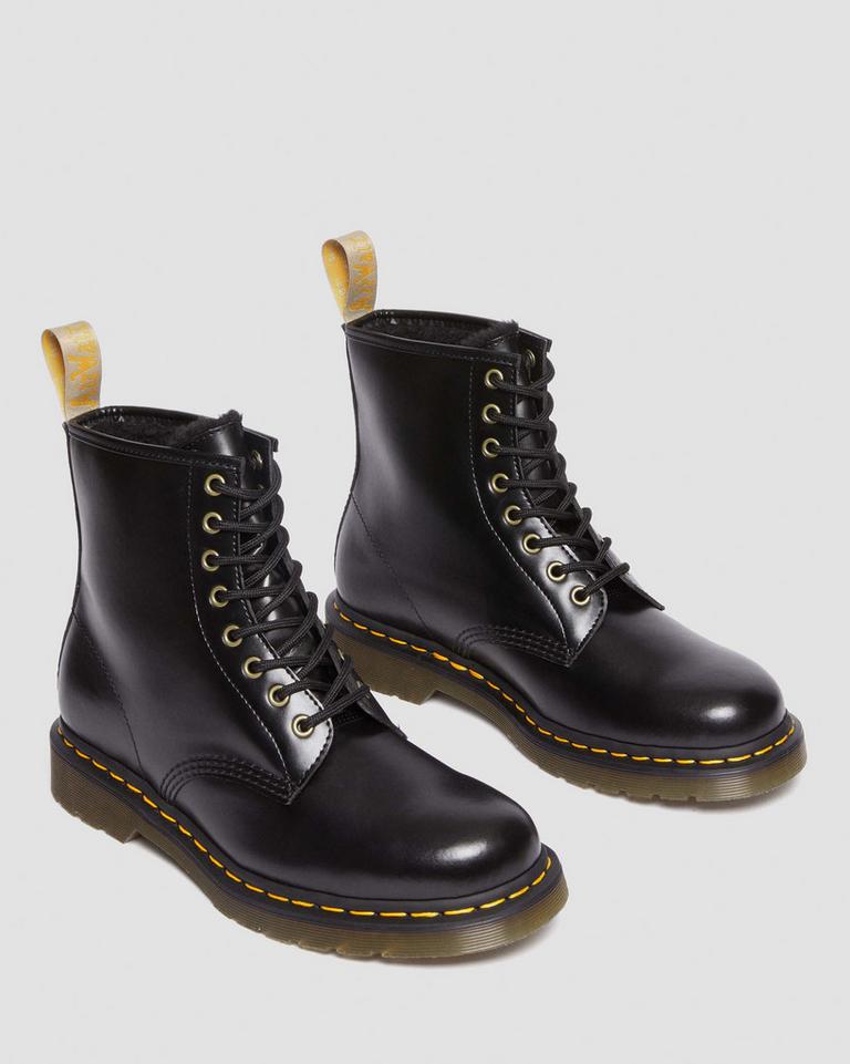 Dr Martens Vegan 1460 Faux Fur Lined Støvletter Dame Svarte | 10876-XCZF