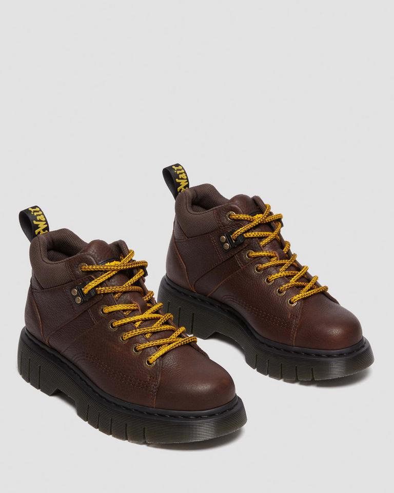 Dr Martens Woodard Grizzly Leather Low Støvletter Dame Mørke Brune | 83067-OXUC