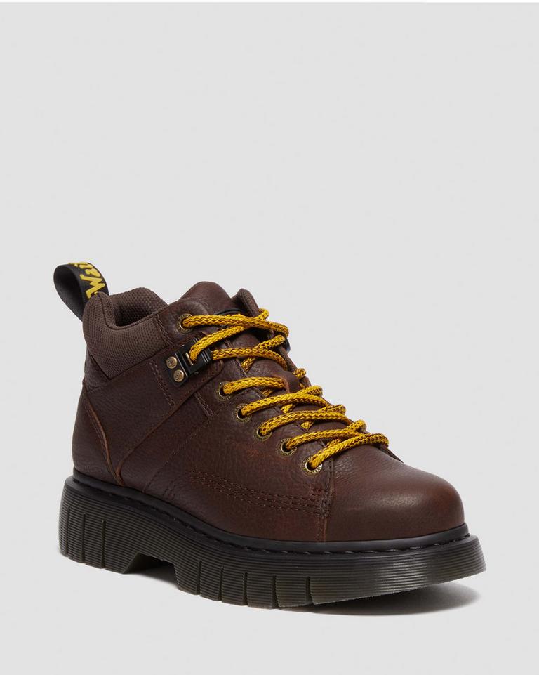 Dr Martens Woodard Grizzly Leather Low Støvletter Dame Mørke Brune | 83067-OXUC