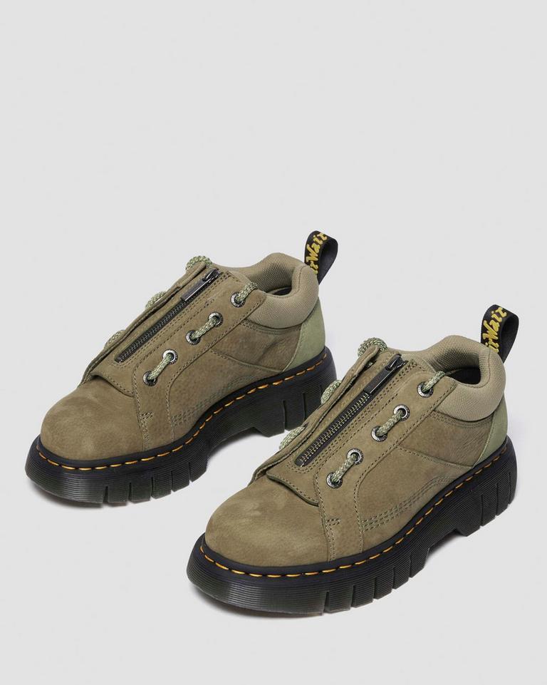 Dr Martens Woodard Tumbled Nubuck Leather Low Fritidsstøvler Dame Olivengrønne | 67438-KSHG