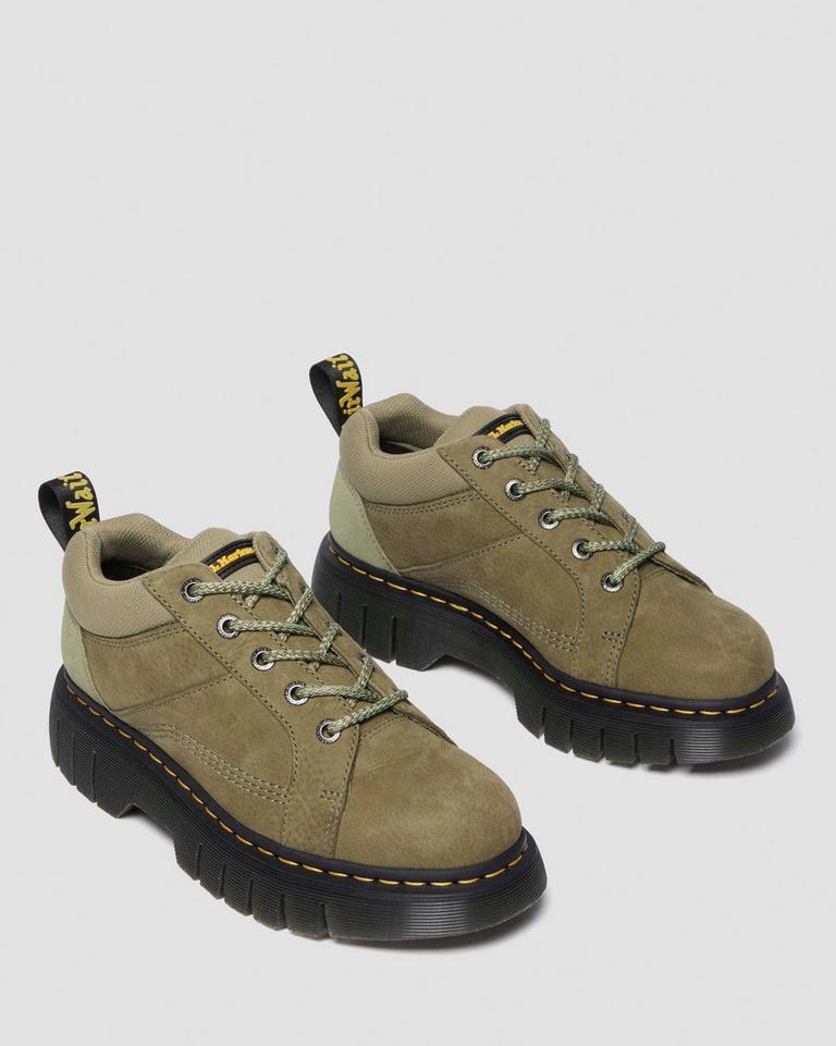 Dr Martens Woodard Tumbled Nubuck Leather Low Fritidsstøvler Dame Olivengrønne | 67438-KSHG