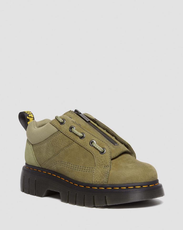 Dr Martens Woodard Tumbled Nubuck Leather Low Fritidsstøvler Dame Olivengrønne | 67438-KSHG